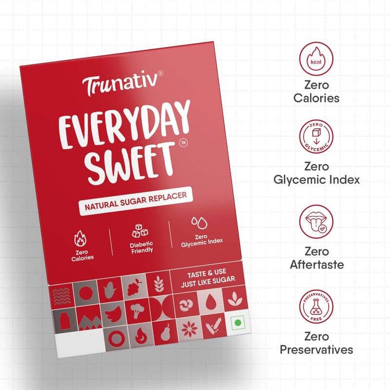 Trunativ Everyday Sweet | Monkfruit Sweetener Powder | Zero-Calorie Sugar Substitute | 1:1 Sugar Replacer for Cooking & Baking | Keto & Diabetic Friendly | 400g (Pack of 1) - Image 3